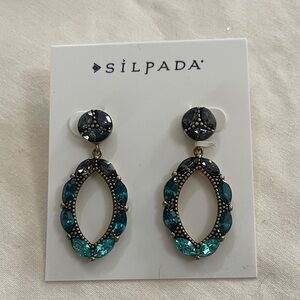 Silpada Teal and Gold Oval Earrings